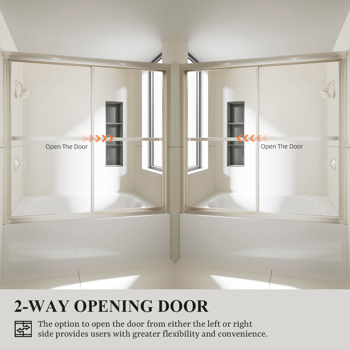 Nivorix Cleo 59 in. W x 56 in. H Sliding Framed Tub Door with Clear Tempered Glass