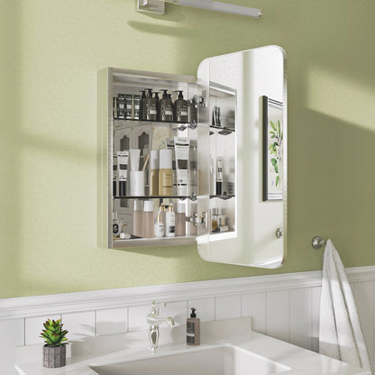 Niveal FMC Series Rectangular Aluminum Recessed/Surface Mount Framed Medicine Cabinet with Mirror