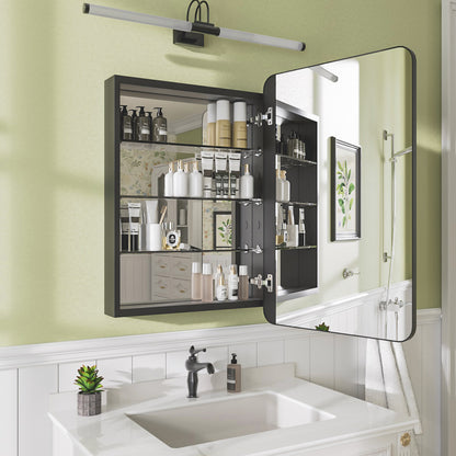 Niveal FMC Series Rectangular Aluminum Recessed/Surface Mount Framed Medicine Cabinet with Mirror
