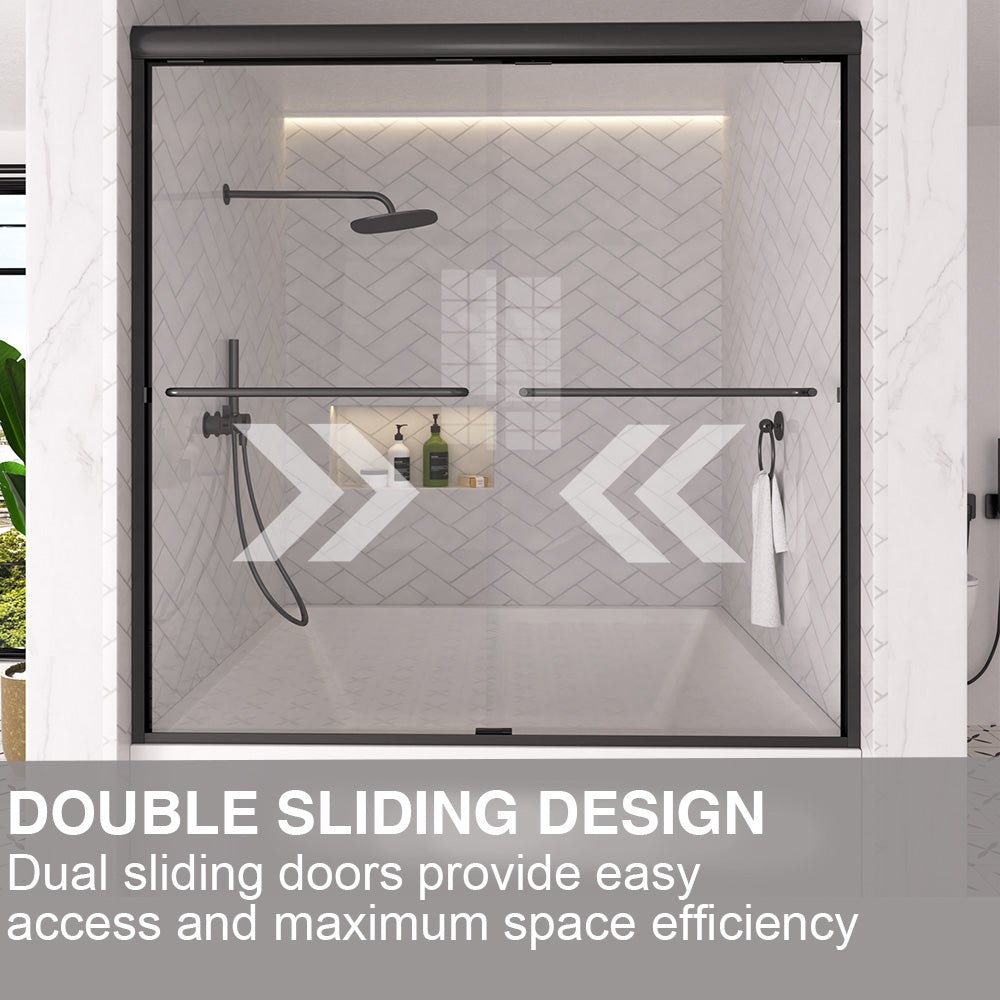 Shine 60 in. W x 56 in. H Semi-Frameless Sliding Tub Door with 1/4 in. Clear Tempered Glass 10_722039be-4b7f-434c-900e-d9eedeeb4dc1