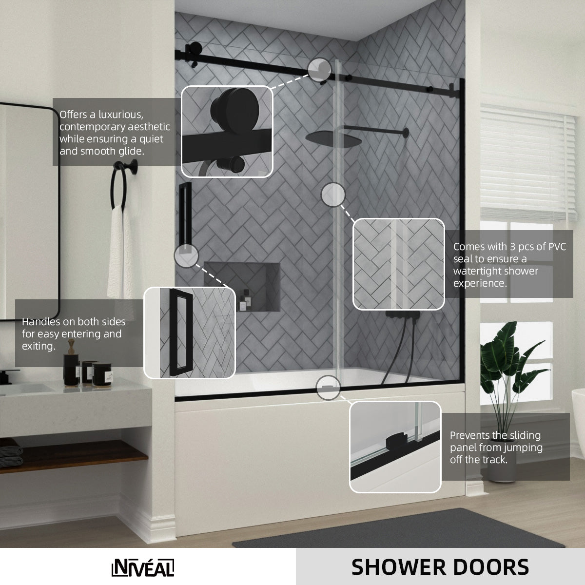Niveal Vista 60 in. W x 60 in. H Sliding Semi-Frameless Tub Door with Clear Glass 10_7769803d-cc15-4456-ad10-5cf0183771ff