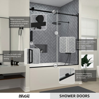 Niveal Vista 60 in. W x 60 in. H Sliding Semi-Frameless Tub Door with Clear Glass 10_7769803d-cc15-4456-ad10-5cf0183771ff