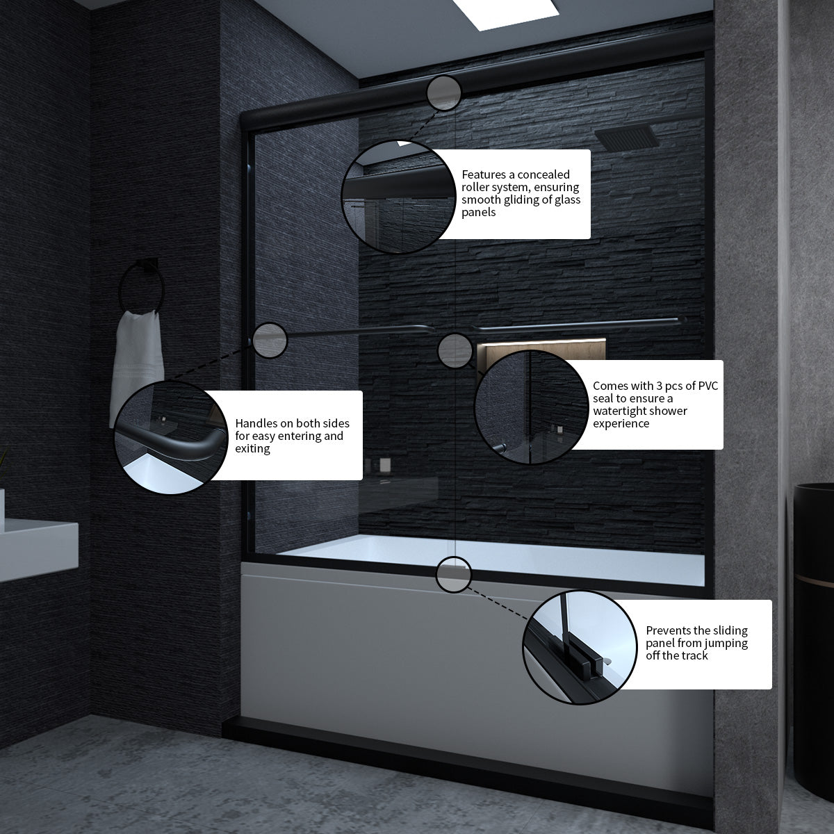 Niveal Ruhr 60 in. W x 56 in. H Sliding Semi Frameless Tub Door with Clear Glass 10_811652f9-0777-44f0-88f1-846acd296bac