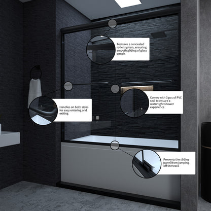 Niveal Ruhr 60 in. W x 56 in. H Sliding Semi Frameless Tub Door with Clear Glass 10_811652f9-0777-44f0-88f1-846acd296bac