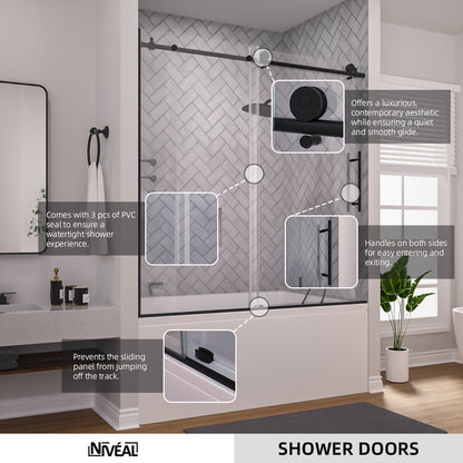 Niveal Vale 60 in. W x 60 in. H Sliding Semi Frameless Tub Door 10_81278413-2cf0-4535-9a63-fd6f1081c4f9
