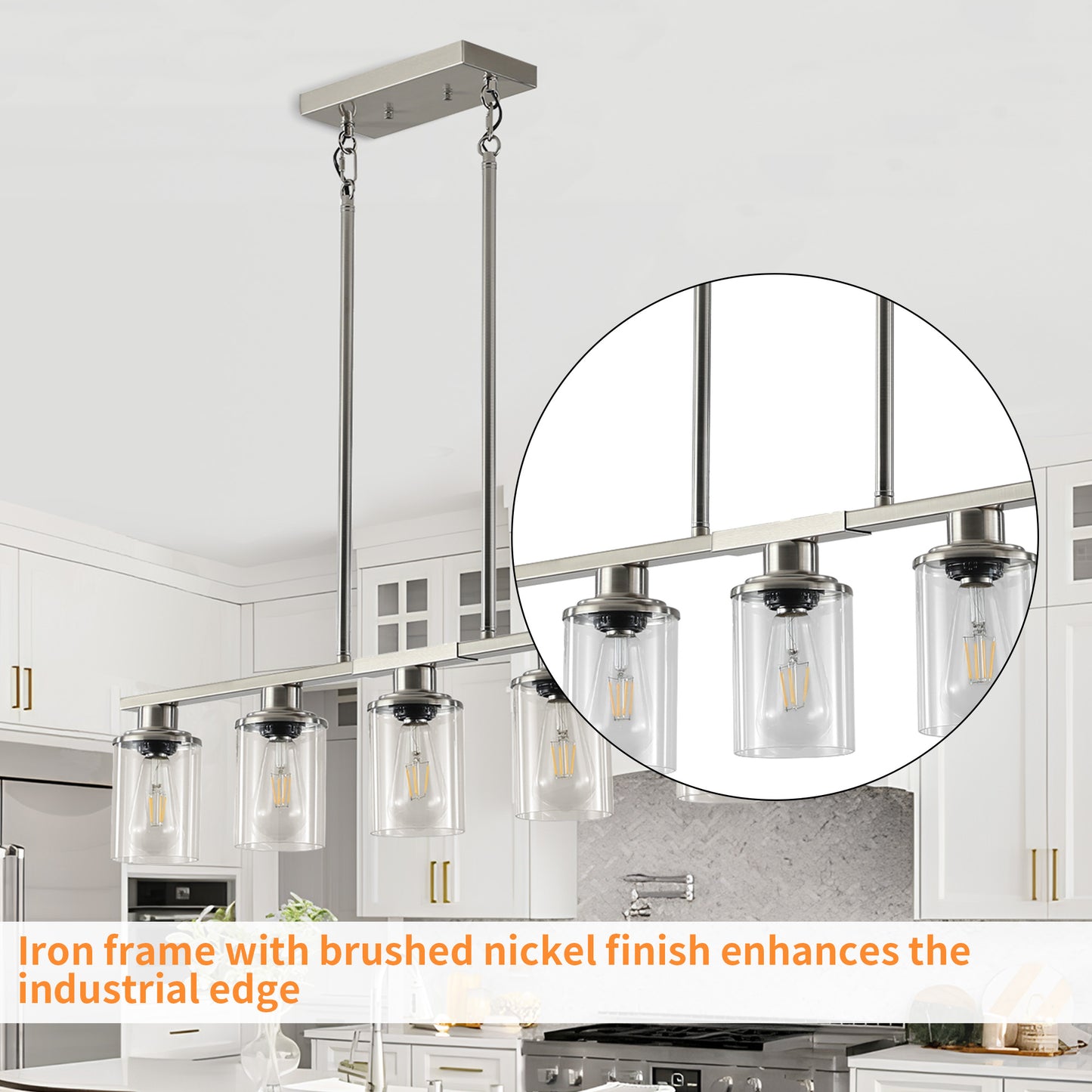 Taimei Aero 37 in. Industrial 5-Light Chandelier with Clear Glass Shades 10_82b3b6eb-53e0-41d4-976f-6da534842a2c