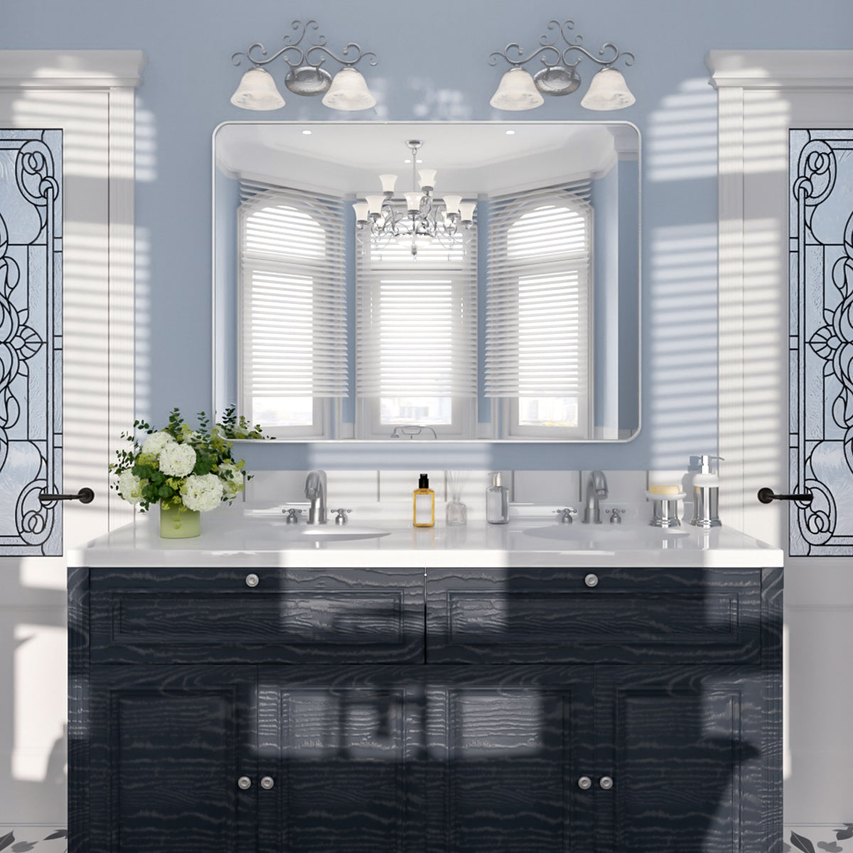 Nivorix NRSM Series Tempered Glass Brushed Nickel Rectangular Framed Wall Bathroom Vanity Mirror 10_835b6d36-063d-4fe6-a9e5-35c0a5a7699d