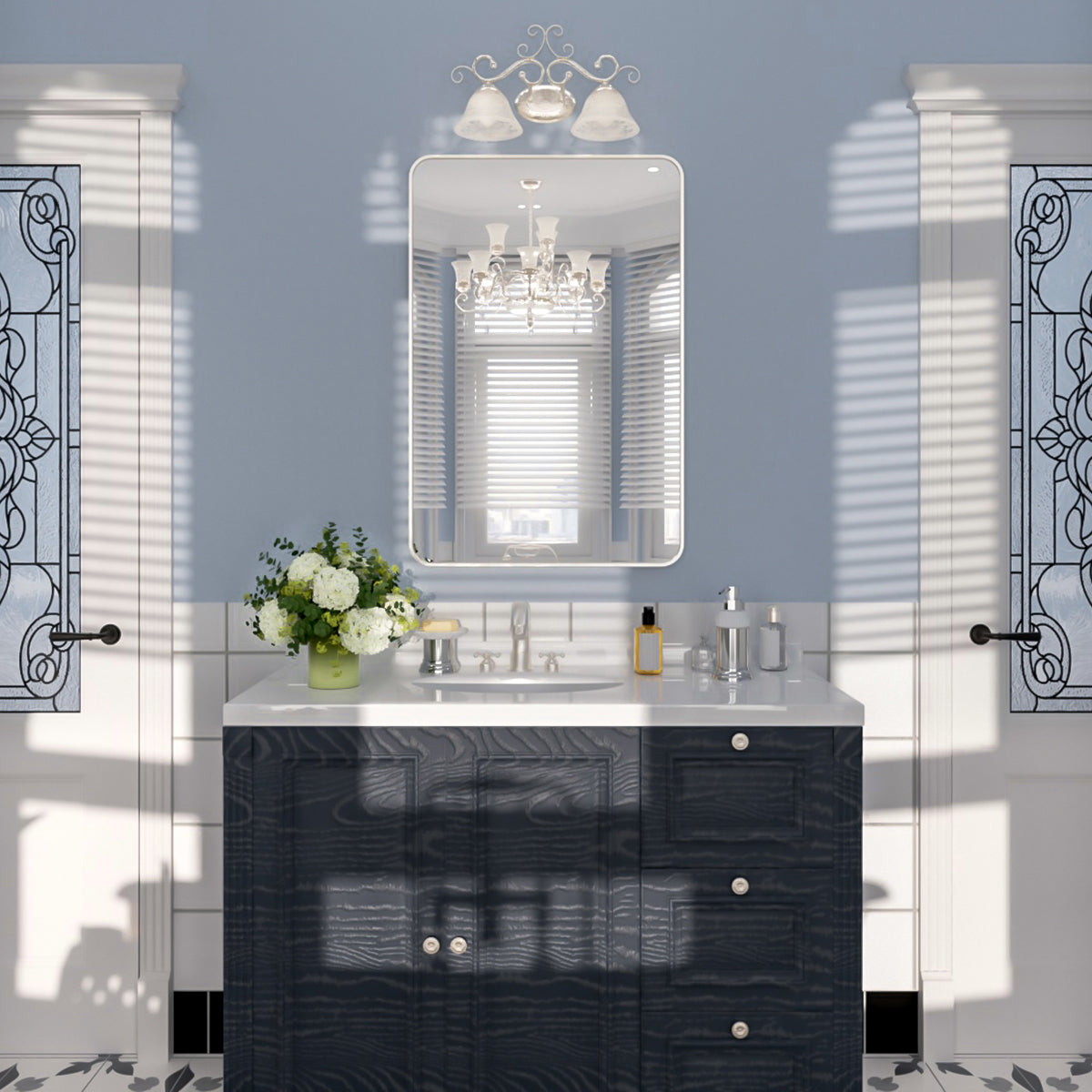 Nivorix NRSM Series Tempered Glass Brushed Nickel Rectangular Framed Wall Bathroom Vanity Mirror 10_83a2e452-604d-4175-83d7-4333e7c46505