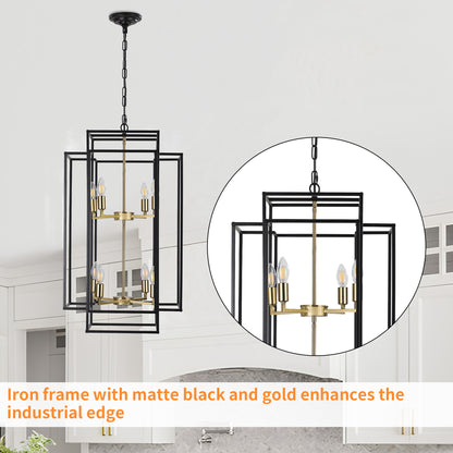Taimei Astrale 18 in. Modern 8-Light Black Geometric Chandelier