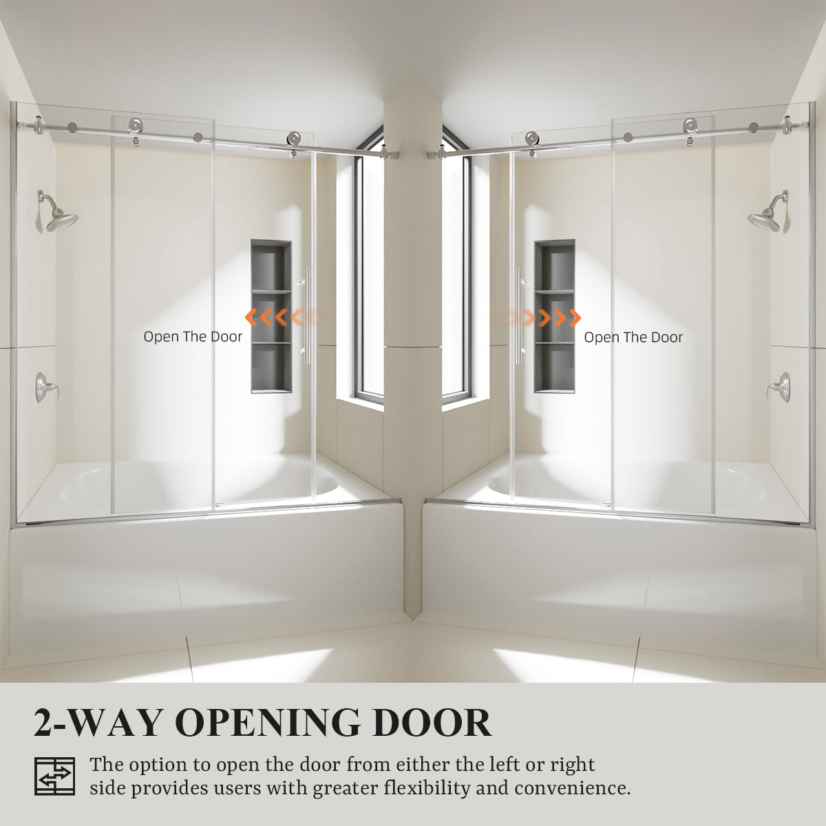 Nivorix Nexus 60 in. W x 60 in. H Sliding Semi-Frameless Tub Door with Clear Tempered Glass