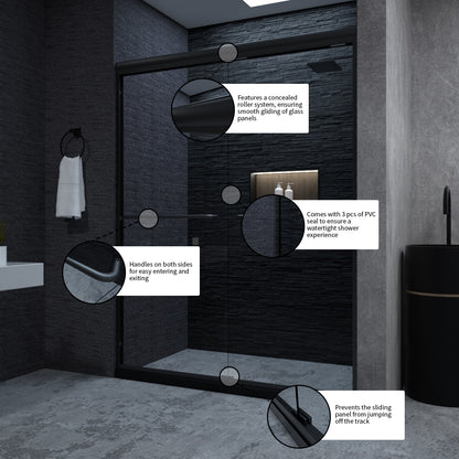 Niveal Vale 60 in. W x 72 in. H Sliding Semi-Frameless Shower Door with Clear Glass