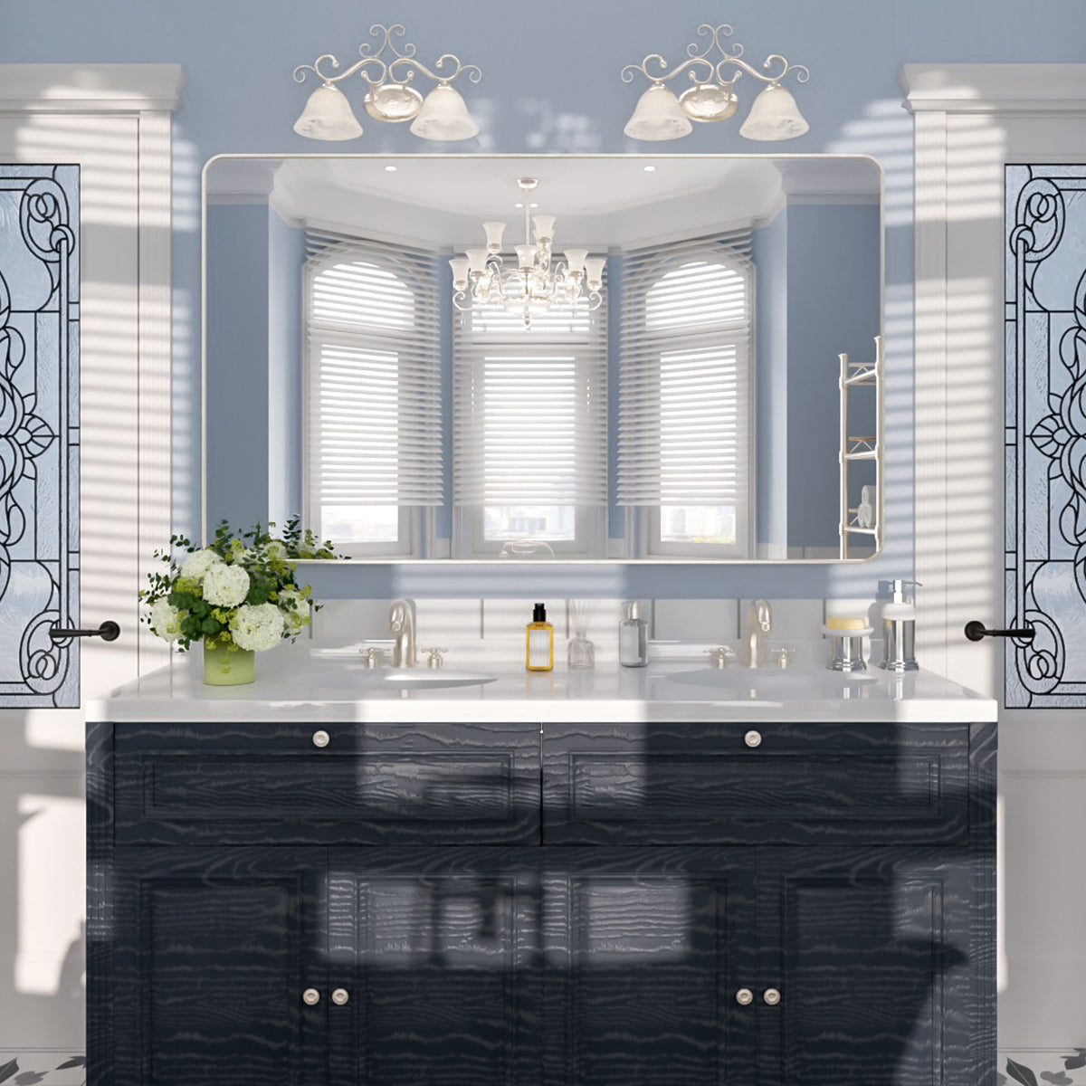 Nivorix NRSM Series Tempered Glass Brushed Nickel Rectangular Framed Wall Bathroom Vanity Mirror 10_8bf80b04-fd08-45ae-a109-0a160af63688