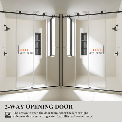Nivorix Cryptic 60 in. W x 76 in. H Sliding Semi-Frameless Shower Door with Clear Glass 10_90cad4d6-3884-4d8d-86d0-128c18b929d3