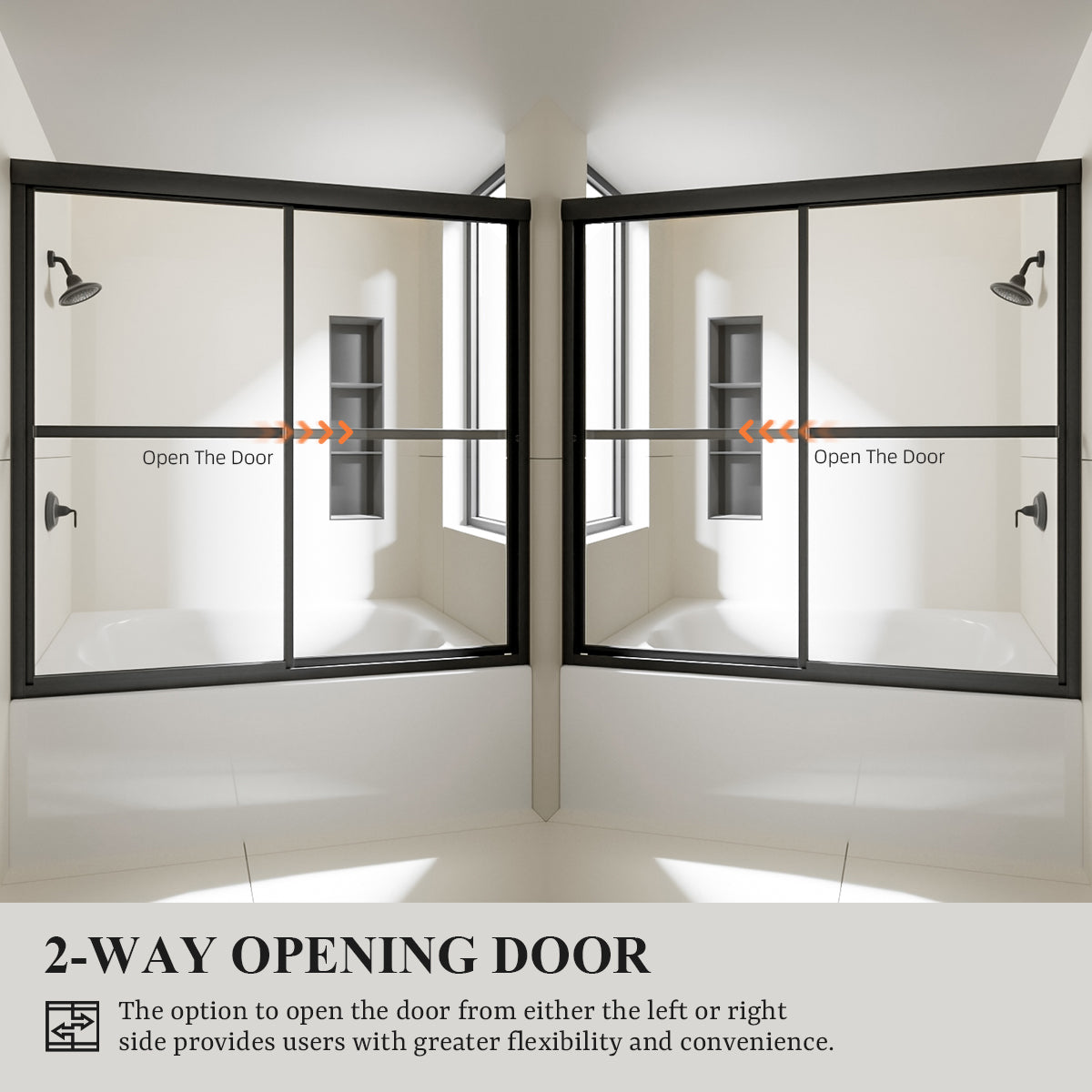 Nivorix Cleo 59 in. W x 56 in. H Sliding Framed Tub Door with Clear Tempered Glass