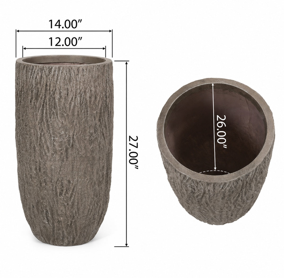 Solis 27 in. Outdoor Tall Magnesium Oxide Planter Wood