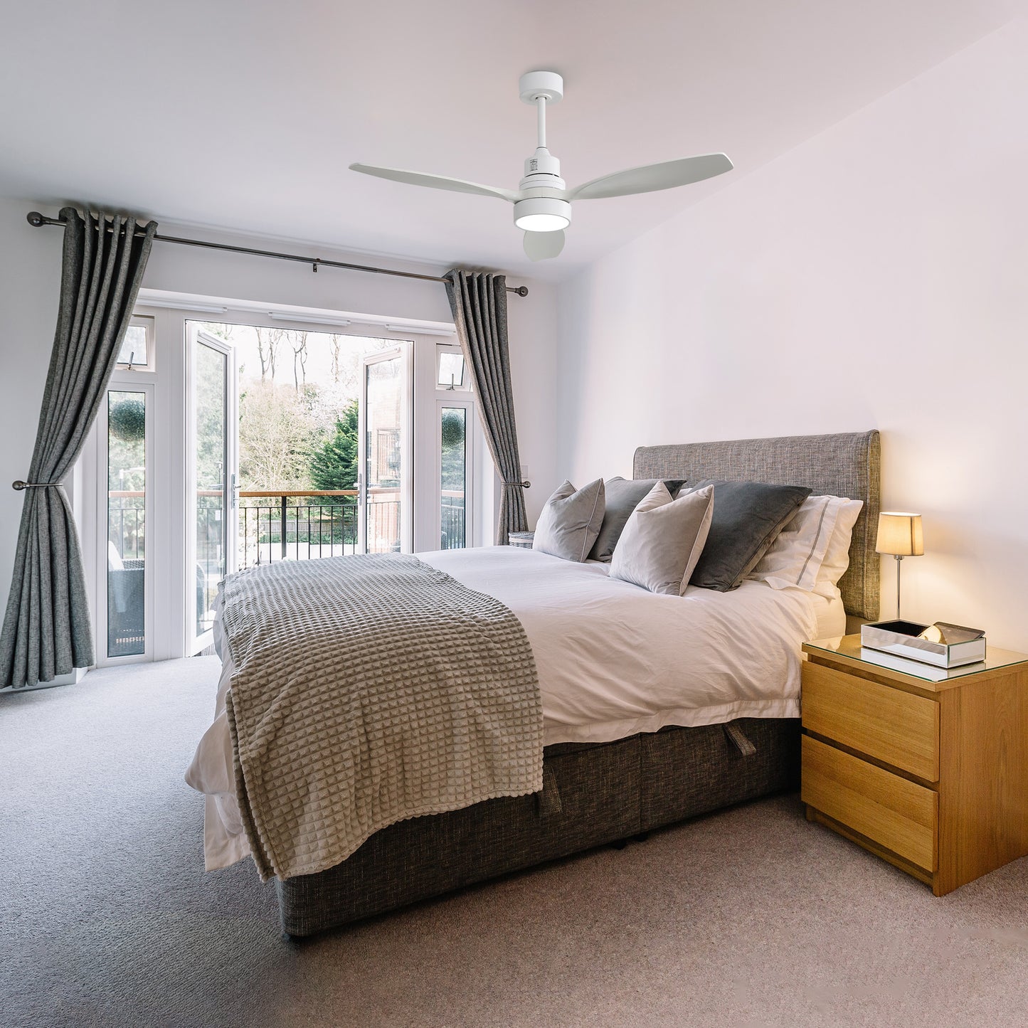 Taimei Selen 52 in. Downrod Standard Ceiling Fan with Integrated LED with Remote Included 3-Blade Reversible