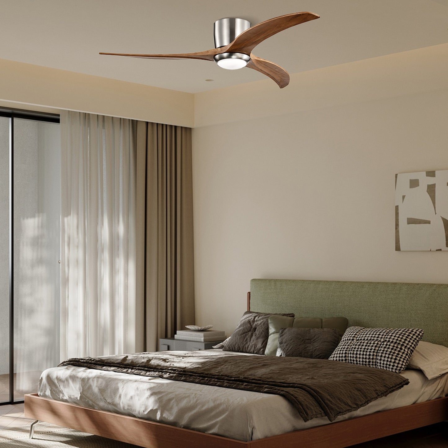 Taimei Niveu 52 in. Flush Mount Standard Ceiling Fan with Dimmable LED with Remote Included DC Motor 10_b6999db1-3837-416e-b025-81c323fef2aa