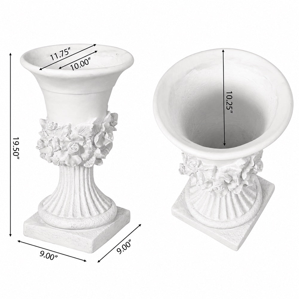 Terra 19.5 in. Outdoor Lightweight Concrete Garden Urn Planter White