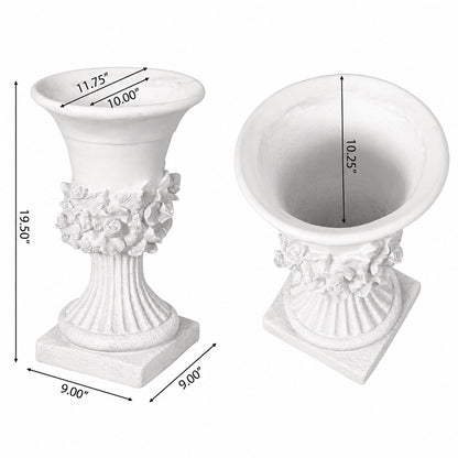 Terra 19.5 in. Outdoor Lightweight Concrete Garden Urn Planter White