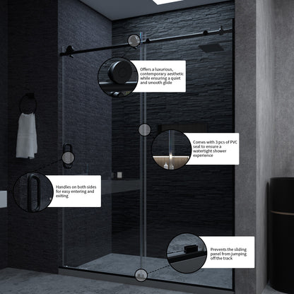 Niveal Ruhr 60 in. W x 76 in. H Sliding Semi-Frameless Shower Door with Clear Glass 10_be9d8f09-10aa-402b-a03b-7ccd68597fc0