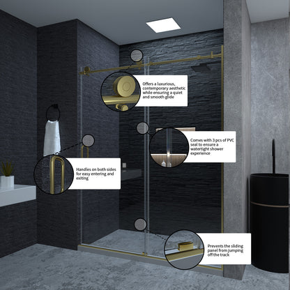 Niveal Ruhr 60 in. W x 76 in. H Sliding Semi-Frameless Shower Door with Clear Glass 10_beaf47d5-a3ee-4455-a2fa-0d49ad27fa36