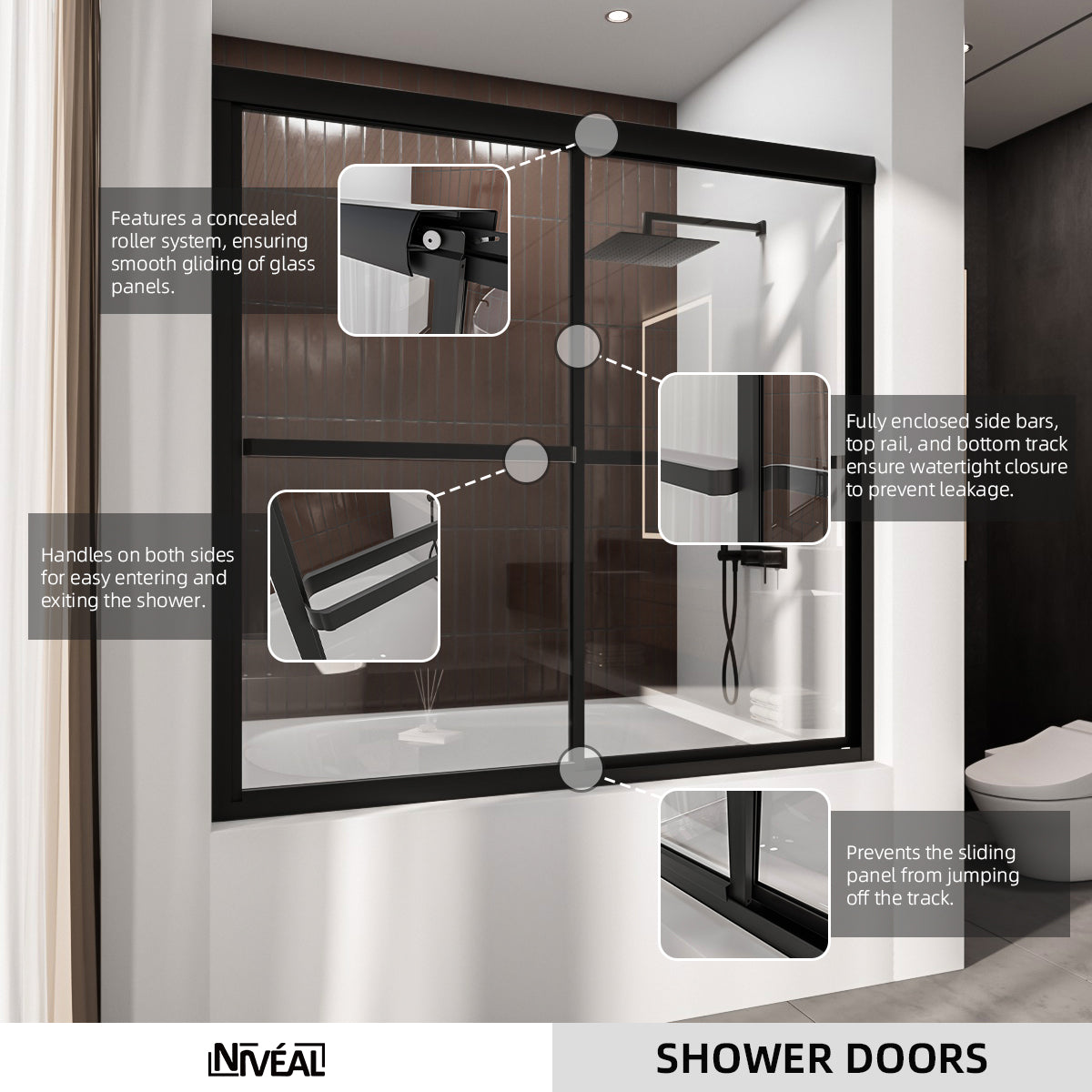 Niveal Luminous 59 in. W x 56 in. H Sliding Framed Tub Door with Clear Tempered Glass 10_bfe7992c-d21c-4075-9f14-6cf05607b8d7