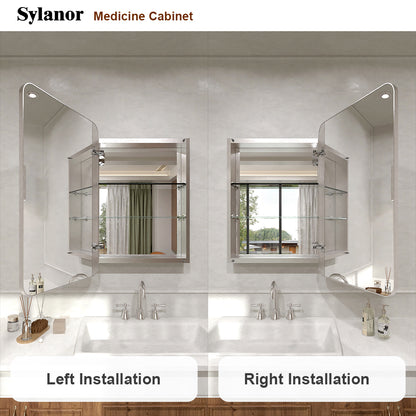 Verve Frameless Recessed or Surface-Mount Rectangular Aluminum Medicine Cabinet with Mirror in Brushed Nickel 10_c1b17388-4cb5-44d5-8064-d5893b8be190