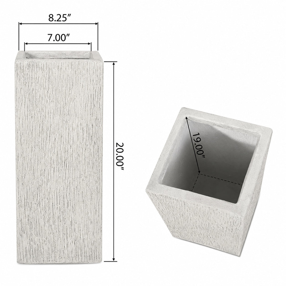 Virella 8 in. Antique White Magnesium Oxide Floor Planter for Indoor Outdoor Use