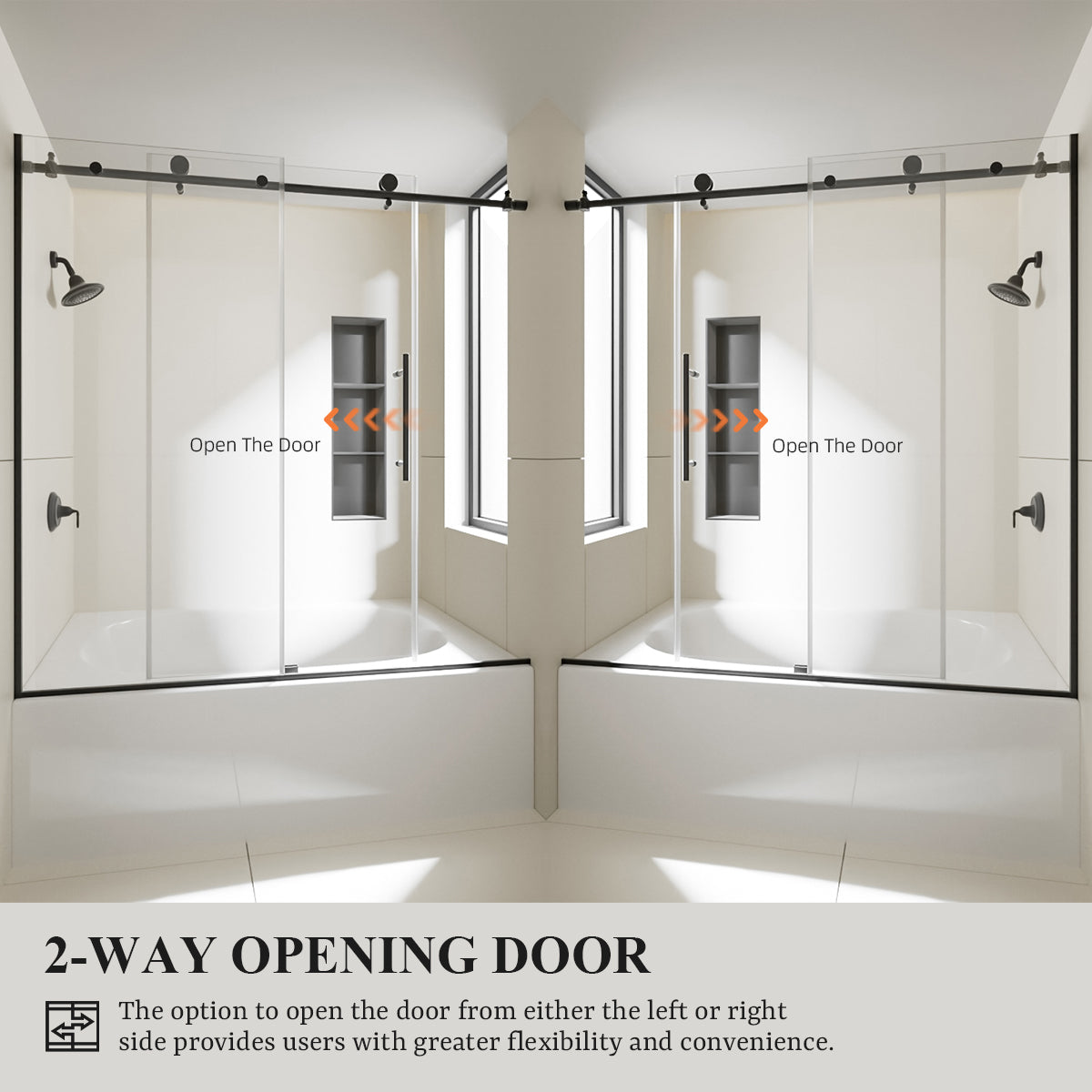 Nivorix Nexus 60 in. W x 60 in. H Sliding Semi-Frameless Tub Door with Clear Tempered Glass