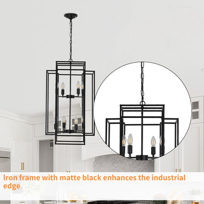 Taimei Astrale 18 in. Modern 8-Light Black Geometric Chandelier