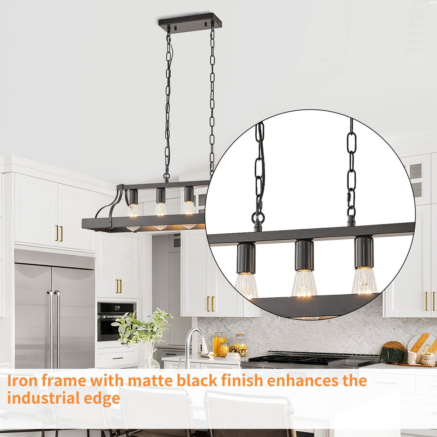 Taimei Xalira 34 in. Industrial Chandelier Light with 5 E26 Bulb Sockets