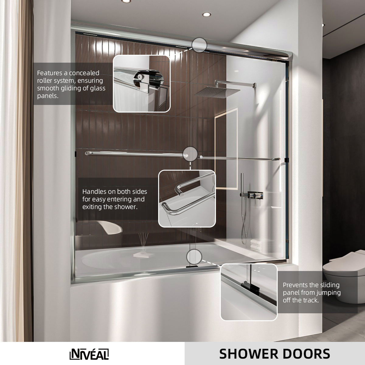 Niveal Victory 56 in. H x 60 in. W Sliding Semi-Frameless Tub Door with Clear Glass 10_d2d3d288-8a0b-4a67-b187-14bb5f23bf41