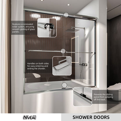 Niveal Victory 56 in. H x 60 in. W Sliding Semi-Frameless Tub Door with Clear Glass 10_d2d3d288-8a0b-4a67-b187-14bb5f23bf41