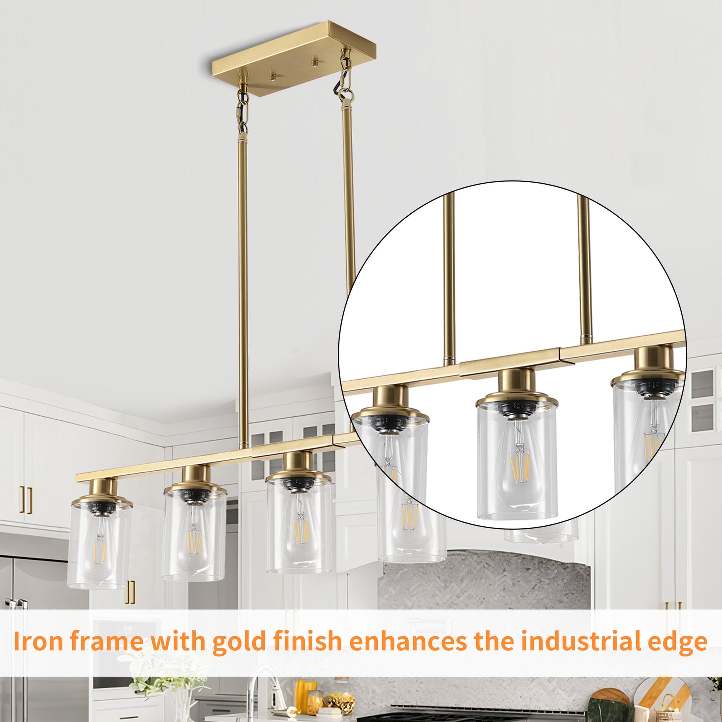Taimei Aero 37 in. Industrial 5-Light Chandelier with Clear Glass Shades 10_e21eb9cd-5062-42dd-bfe3-e4926c028a6a