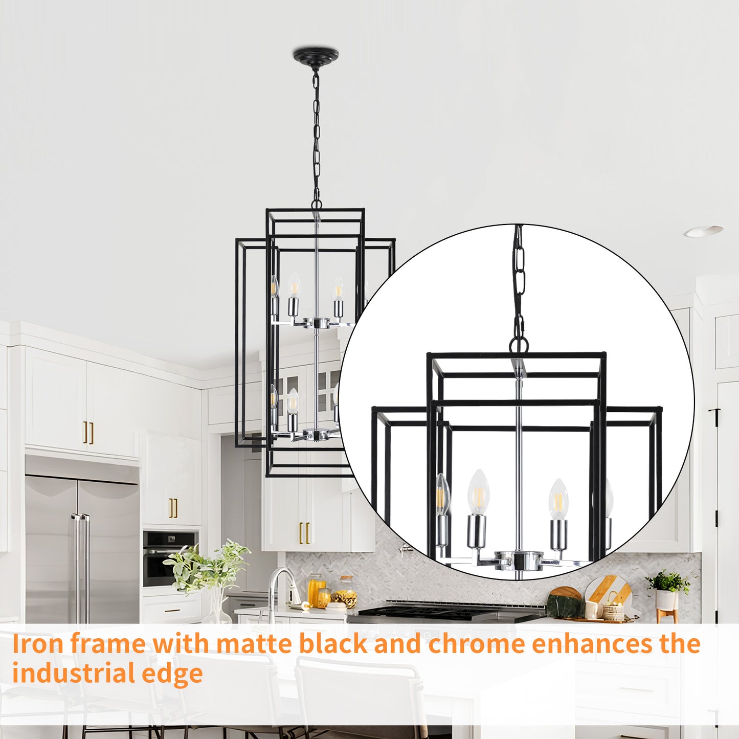 Taimei Astrale 18 in. Modern 8-Light Black Geometric Chandelier