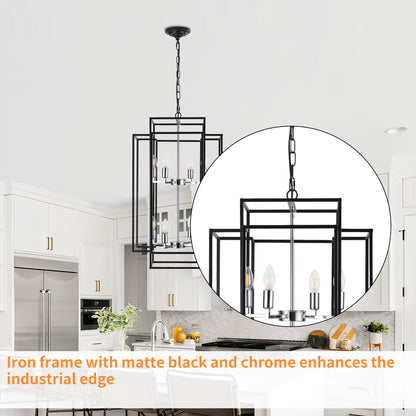 Taimei Astrale 18 in. Modern 8-Light Black Geometric Chandelier