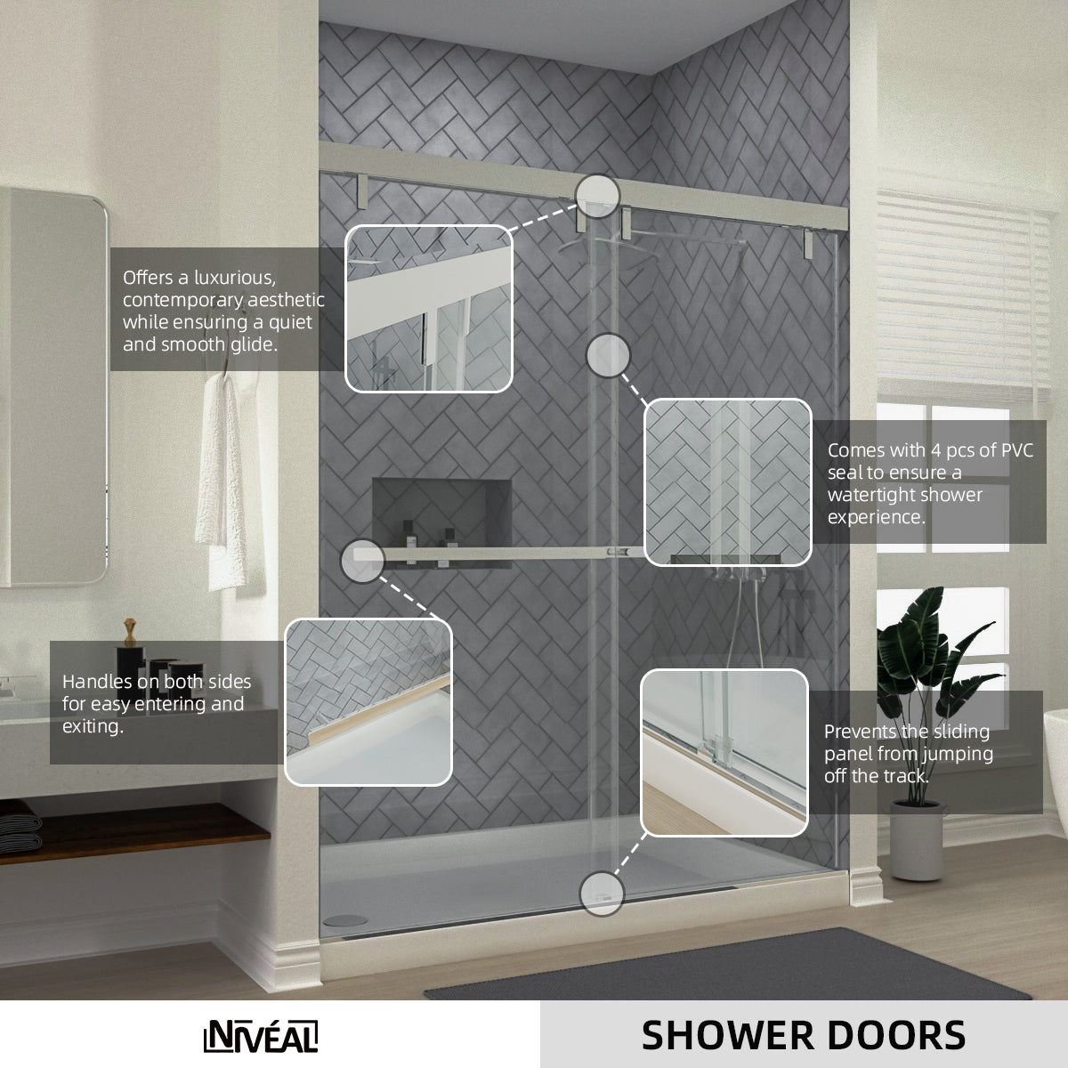 Niveal Koln 60 in. W x 72 in. H Sliding Semi-Frameless Shower Door with Clear Glass 10_e31dd964-1001-4e4c-ab7d-ec0090299633