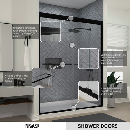 Niveal Bliss 60 in. W x 72 in. H Sliding Semi-Frameless Shower Door with Clear Glass