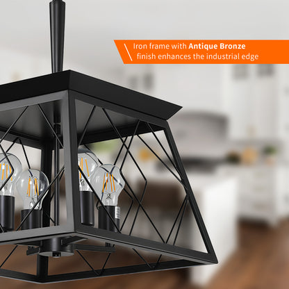 Taimei Vesper 16 in. 4-Light & Rustica 5-Light Farmhouse Industrial Chandelier Light 10_f70a8b2f-272a-44ba-9144-4007f829c0d0