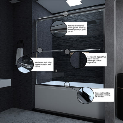 Niveal Ruhr 60 in. W x 56 in. H Sliding Semi Frameless Tub Door with Clear Glass 10_fb2ff32c-f70d-4e67-9e77-3b480ad2450c