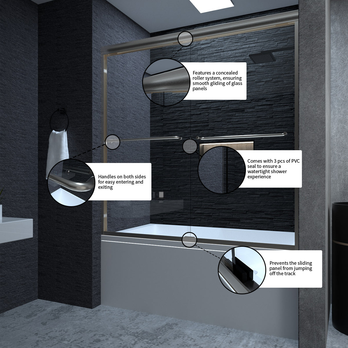 Niveal Ruhr 60 in. W x 56 in. H Sliding Semi Frameless Tub Door with Clear Glass 10_ff78ee35-52f6-4168-9456-3eb1048f9907