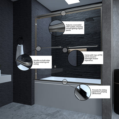 Niveal Ruhr 60 in. W x 56 in. H Sliding Semi Frameless Tub Door with Clear Glass 10_ff78ee35-52f6-4168-9456-3eb1048f9907