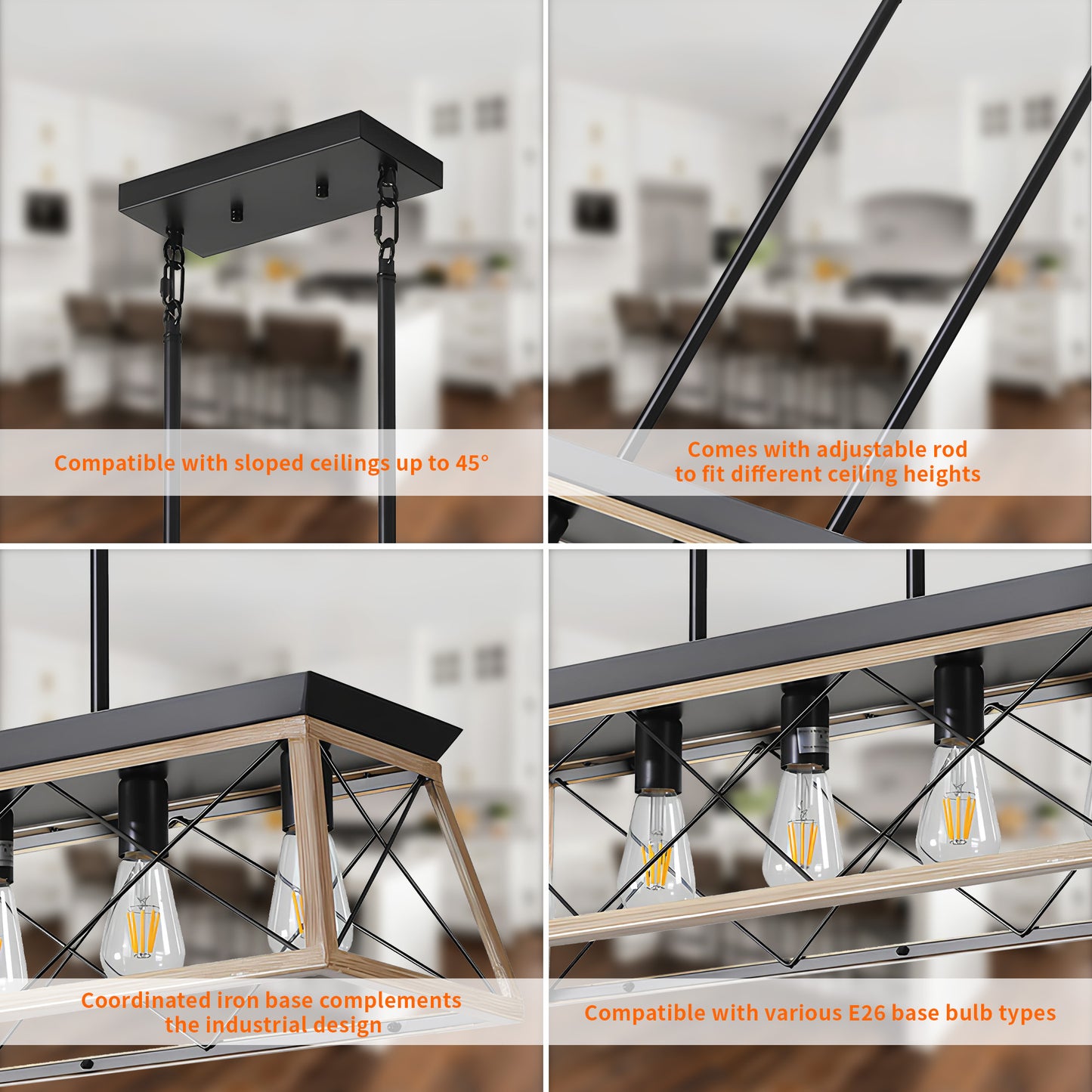Taimei Vesper 16 in. 4-Light & Rustica 5-Light Farmhouse Industrial Chandelier Light 11_0325f060-4706-4057-aa1d-41514f7091ad