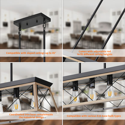Taimei Vesper 16 in. 4-Light & Rustica 5-Light Farmhouse Industrial Chandelier Light 11_0325f060-4706-4057-aa1d-41514f7091ad