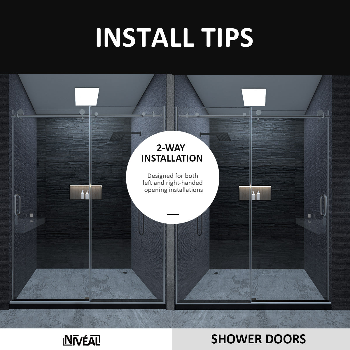 Niveal Ruhr 60 in. W x 76 in. H Sliding Semi-Frameless Shower Door with Clear Glass 11_06110ad9-b727-4141-a539-42fc3bdf630c