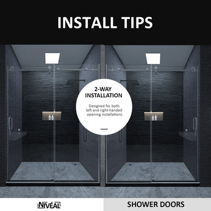 Niveal Ruhr 60 in. W x 76 in. H Sliding Semi-Frameless Shower Door with Clear Glass 11_06110ad9-b727-4141-a539-42fc3bdf630c