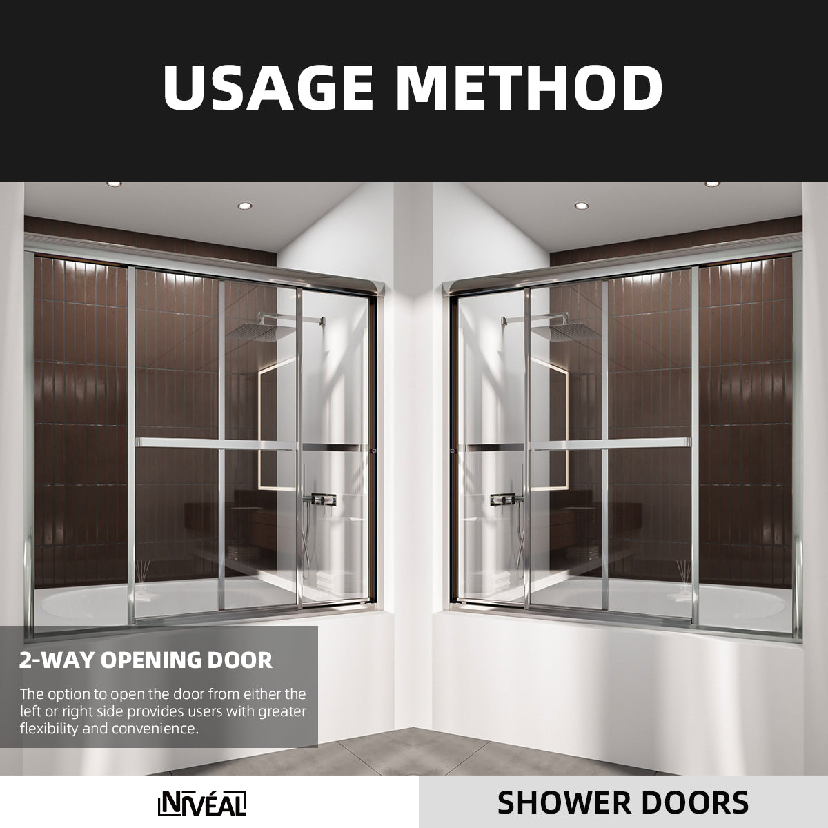 Niveal Luminous 59 in. W x 56 in. H Sliding Framed Tub Door with Clear Tempered Glass 11_0d17a7ce-9e6f-479f-9f45-4287dfa65c5c
