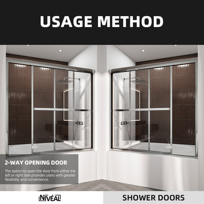 Niveal Luminous 59 in. W x 56 in. H Sliding Framed Tub Door with Clear Tempered Glass 11_0d17a7ce-9e6f-479f-9f45-4287dfa65c5c