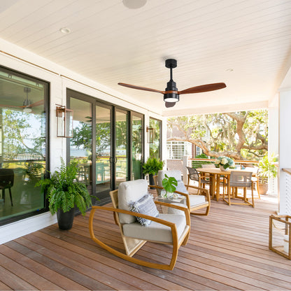 Taimei Selen 52 in. Downrod Standard Ceiling Fan with Integrated LED with Remote Included 3-Blade Reversible