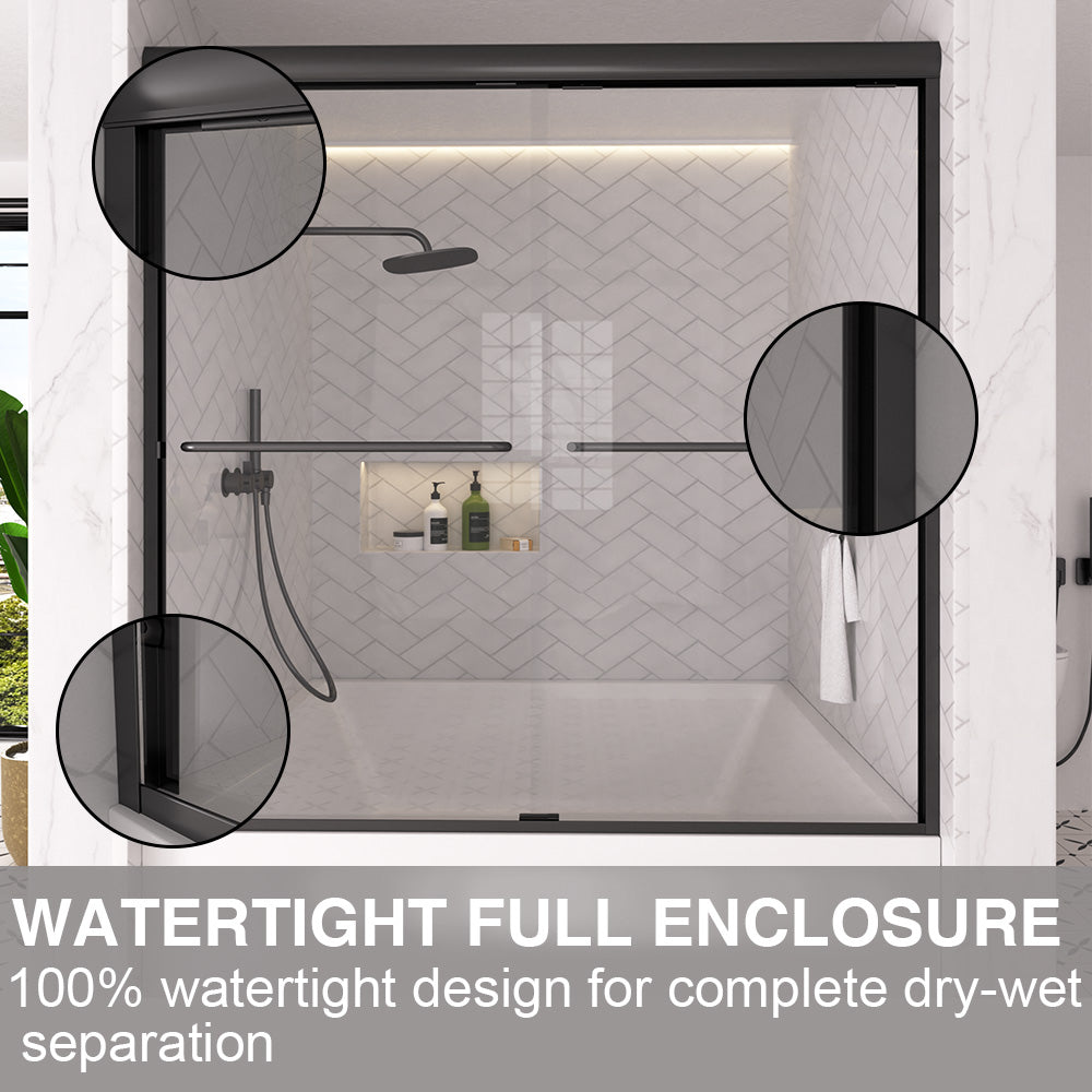Shine 60 in. W x 56 in. H Semi-Frameless Sliding Tub Door with 1/4 in. Clear Tempered Glass 11_0fb9ae73-5860-45f3-a239-02c13aab296e